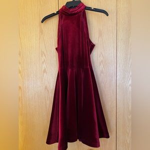 Maroon, velvet, B. darlin mini dress. Size 3/4 but fits like a small.